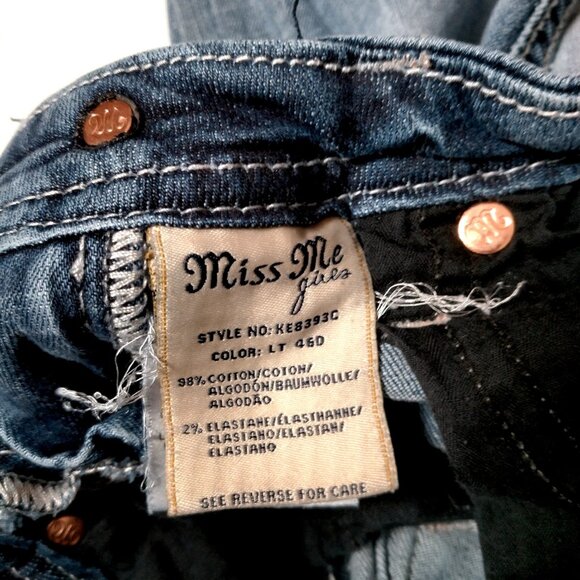 Miss Me Jeans Girls Size 7 Studded Rhinestones Whiskered KE8393C Crop Pants - Picture 5 of 16